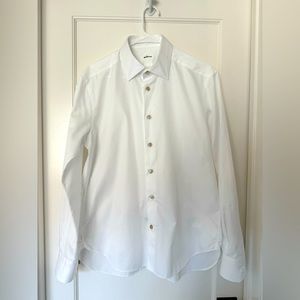 Kiton twill contemporary fit long sleeve shirt